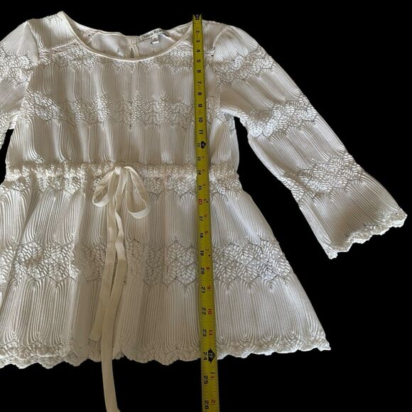 Soft Girl Coquette Lace Top Beach Sz M Fairy Y2K White Vacation Travel Keyhole - Picture 11 of 16